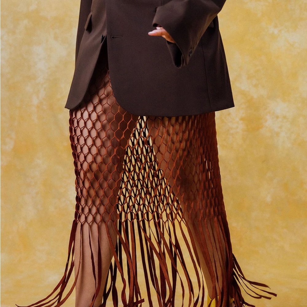 Kai Collective Yuma Faux Suede Laser Cutt skirt L)